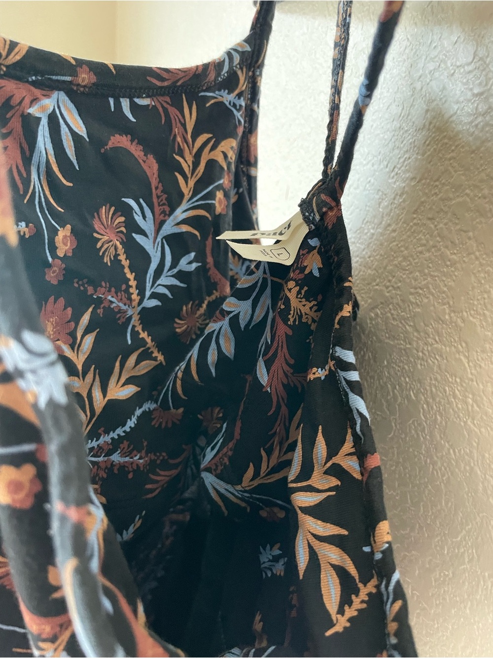 Pact Organic Cotton Whimsy Floral Fit Flare Dress Black Racerback L - Picture 8 of 12